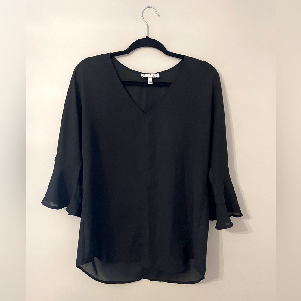 Chaus Black Bell Sleeved Blouse Size M